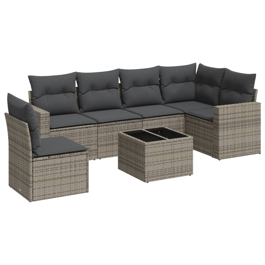 7-Delige Loungeset Met Kussens Poly Rattan