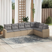 Loungeset 7-delig poly rattan beige