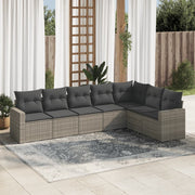 Loungeset 7-delig poly rattan grijs