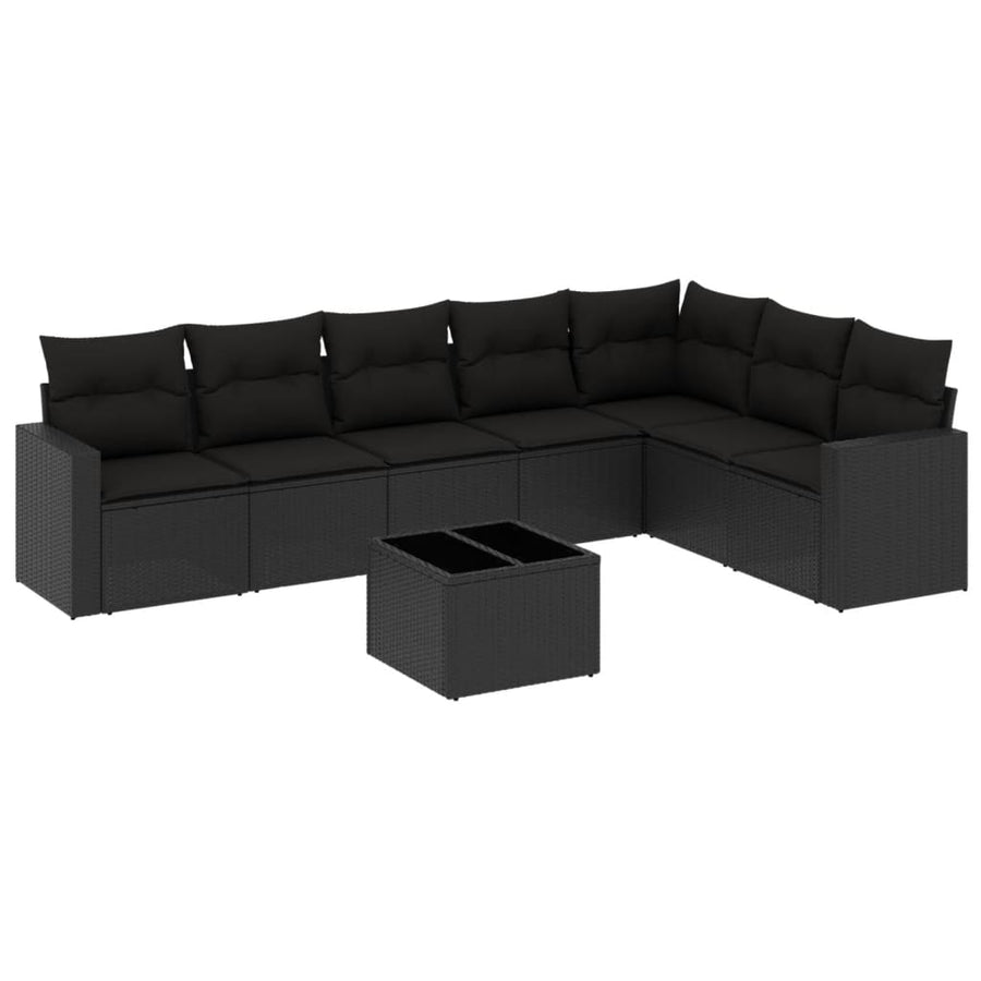 8-Delige Loungeset Met Kussens Poly Rattan Zwart