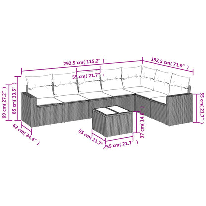8-Delige Loungeset Met Kussens Poly Rattan Zwart