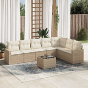 Loungeset 8-delig poly rattan beige