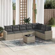 Loungeset 8-delig poly rattan lichtgrijs