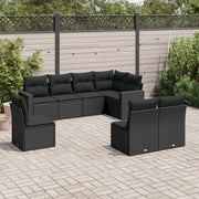 Loungeset 8-delig poly rattan zwart