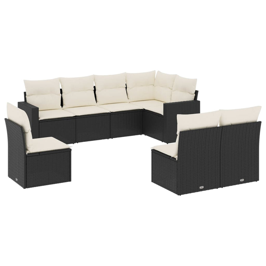 8-Delige Loungeset Met Kussens Poly Rattan Zwart