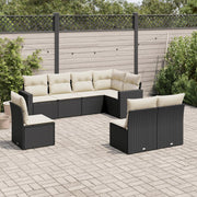 Loungeset 8-delig poly rattan zwart