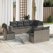 Loungeset 8-delig poly rattan grijs
