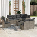 9-Delige Loungeset Met Kussens Poly Rattan Grijs