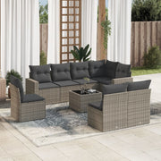 Loungeset 9-delig poly rattan grijs