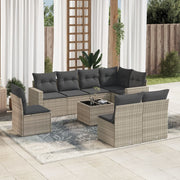 Loungeset 9-delig poly rattan lichtgrijs