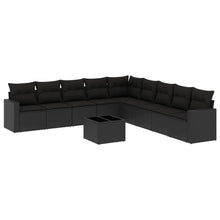 10-Delige Loungeset Met Kussens Poly Rattan Zwart