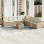 10-Delige Loungeset Met Kussens Poly Rattan Beige