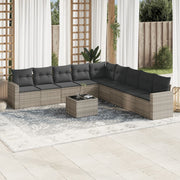 10-piece Lounge Set with Cushions Poly Rattan Light Grey