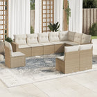 10-Delige Loungeset Met Kussens Poly Rattan Beige