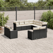 Loungeset 11-delig poly rattan zwart