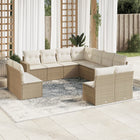 11-Delige Tuinset Met Kussens Poly Rattan Beige