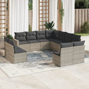 Loungeset 11-delig poly rattan lichtgrijs