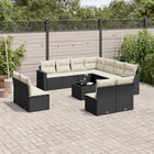 12-piece lounge set with cushions poly rattan black