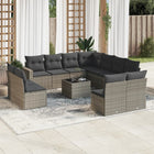 12-piece lounge set with cushions poly rattan grey
