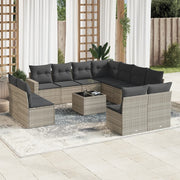 Loungeset 12-delig poly rattan lichtgrijs