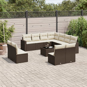 Loungeset 12-delig poly rattan bruin