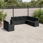 9-Delige Loungeset Met Kussens Poly Rattan Zwart