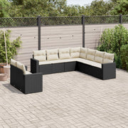 Loungeset 9-delig poly rattan zwart