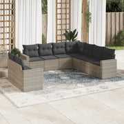 Loungeset 9-delig poly rattan lichtgrijs