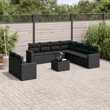 10-Delige Loungeset Met Kussens Poly Rattan Zwart