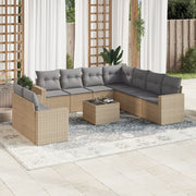 Loungeset 10-delig poly rattan beige