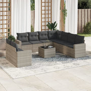 Loungeset 10-delig poly rattan lichtgrijs