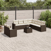 Loungeset 10-delig poly rattan bruin