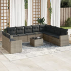 11-Delige Loungeset Met Kussens Poly Rattan Grijs