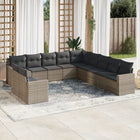 11-Delige Loungeset Met Kussens Poly Rattan Grijs