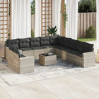 12-piece Lounge Set with Cushions Poly Rattan Light Grey