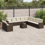 Loungeset 12-delig poly rattan bruin