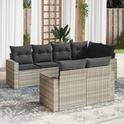 Loungeset 7-delig poly rattan lichtgrijs