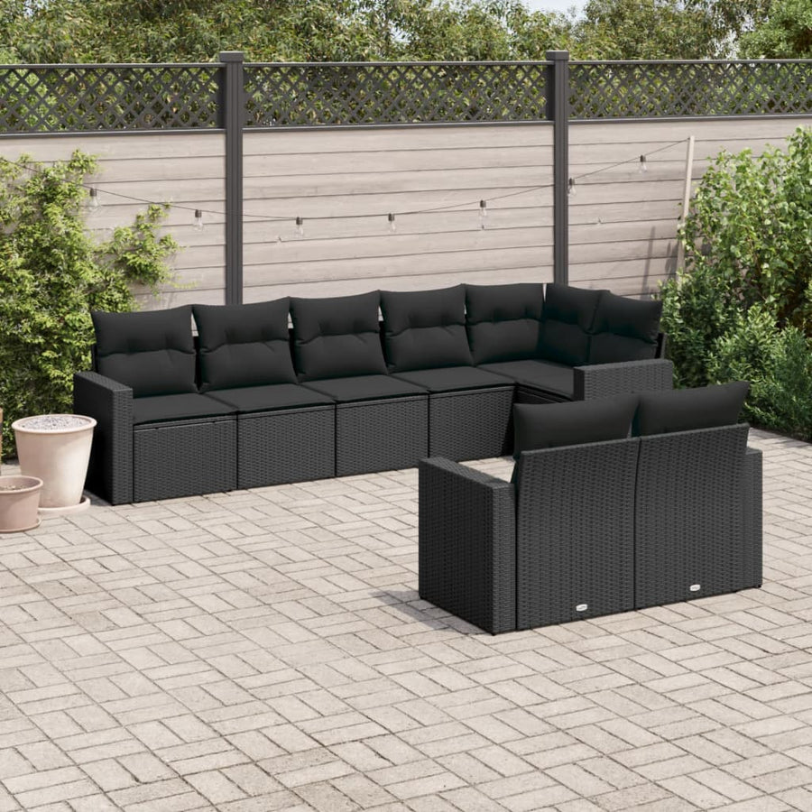 10-Delige Loungeset Met Kussens Poly Rattan Beige Blauw