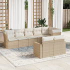 8-Delige Loungeset Met Kussens Poly Rattan Beige