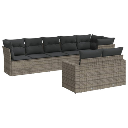 8-Delige Loungeset Met Kussens Poly Rattan Grijs