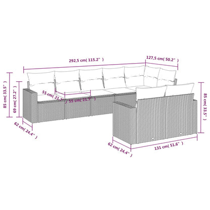 8-Delige Loungeset Met Kussens Poly Rattan Grijs