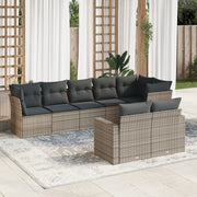 Loungeset 8-delig poly rattan grijs
