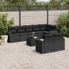 9-Delige Loungeset Met Kussens Poly Rattan Zwart