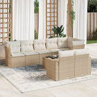 9-delige Loungeset met kussens poly rattan beige beige and cream Met tafel