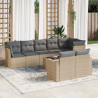 9-Delige Loungeset Met Kussens Poly Rattan Beige