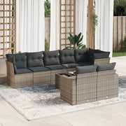 Loungeset 9-delig poly rattan grijs