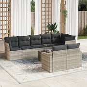 Loungeset 9-delig poly rattan lichtgrijs