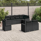 8-Delige Loungeset Met Kussens Poly Rattan Zwart