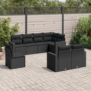 Loungeset 8-delig poly rattan zwart