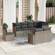Loungeset 8-delig poly rattan grijs